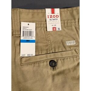 Izod Saltwater Shorts Mens 36 Cedarwood Khaki Tan Cotton Flat Front 4585392261
